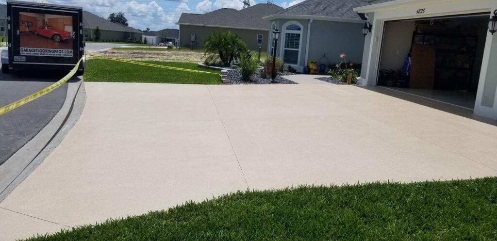 Light coated residential driveway