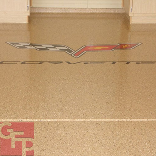 Custom Logo Epoxy Flooring with Corvette Logo