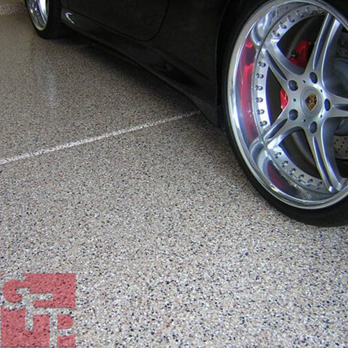 Garage Floor Epoxy Coating with Racecar