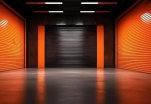 Black and orange empty garage