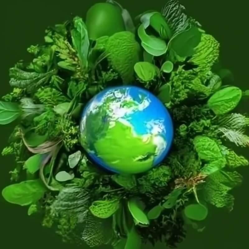 Earth surrounded by leaves