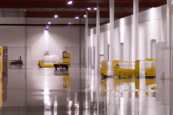Industrial building with white lighting