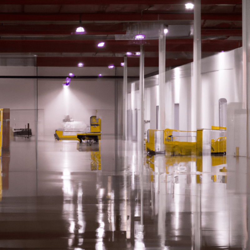 Industrial building with white lighting