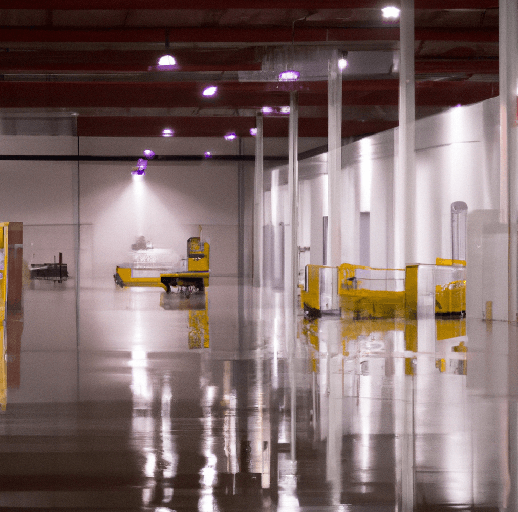 Industrial building with white lighting